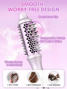 SHEGLAM Steam Thermal Brush, 1.5 Steam Blowout Brush 4-in-1 Curling Brush