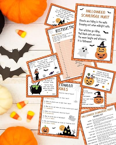 Miniatura 7 de Sinasasspel Pistas de caza del tesoro de Halloween, juego de cartas, juegos de caza del tesoro, tarjetas de juegos de Halloween, fiesta, interior,