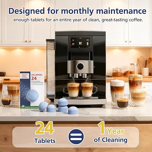 Miniatura 7 de Tabletas de limpieza para Jura, tabletas de limpieza de 24 unidades compatibles con todos los centros de café automáticos Jura, elimina los residuos