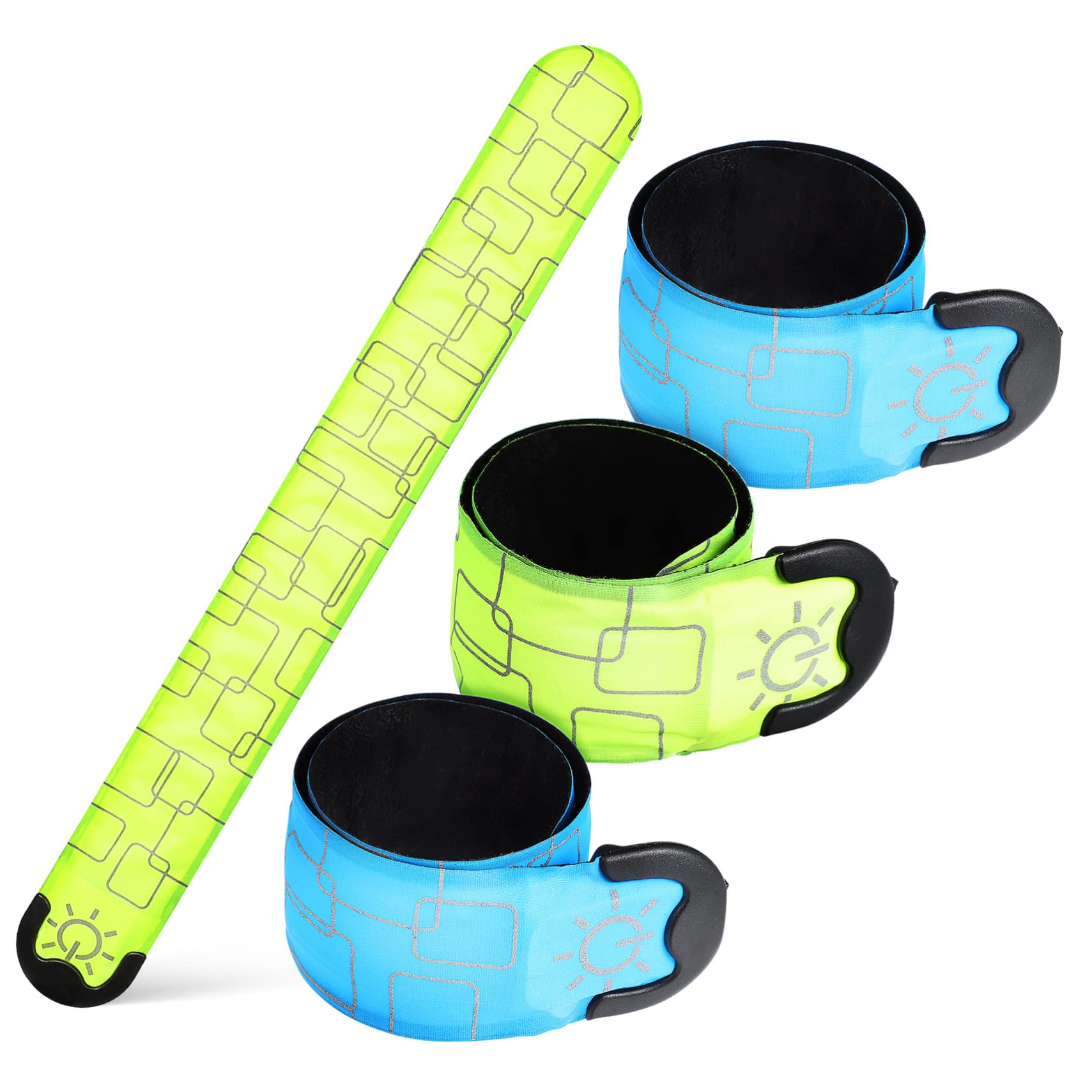 SUPVOX 4pezzi Braccialetti LED Scatto Inclusi Ricaricabili Tramite USB Alta visibilità Notturna Lampeggiamento Lento Veloce e Luce Costante Adatti Polso Caviglia e Braccio per Running Cam