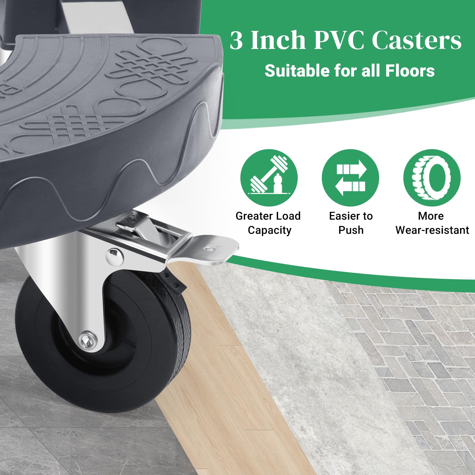 Soporte para Plantas de 220KG de Capacidad, Adjustable Plataforma para Macetas de Peso Pesado, Rodillo para Plantas con Tubo de Acero Inoxidable, Base con Ruedas PE para Sombrillas, Gris