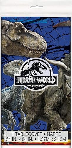 Unique Jurassic World - Mantel de plástico para fiestas, 84 x 54 pulgadas