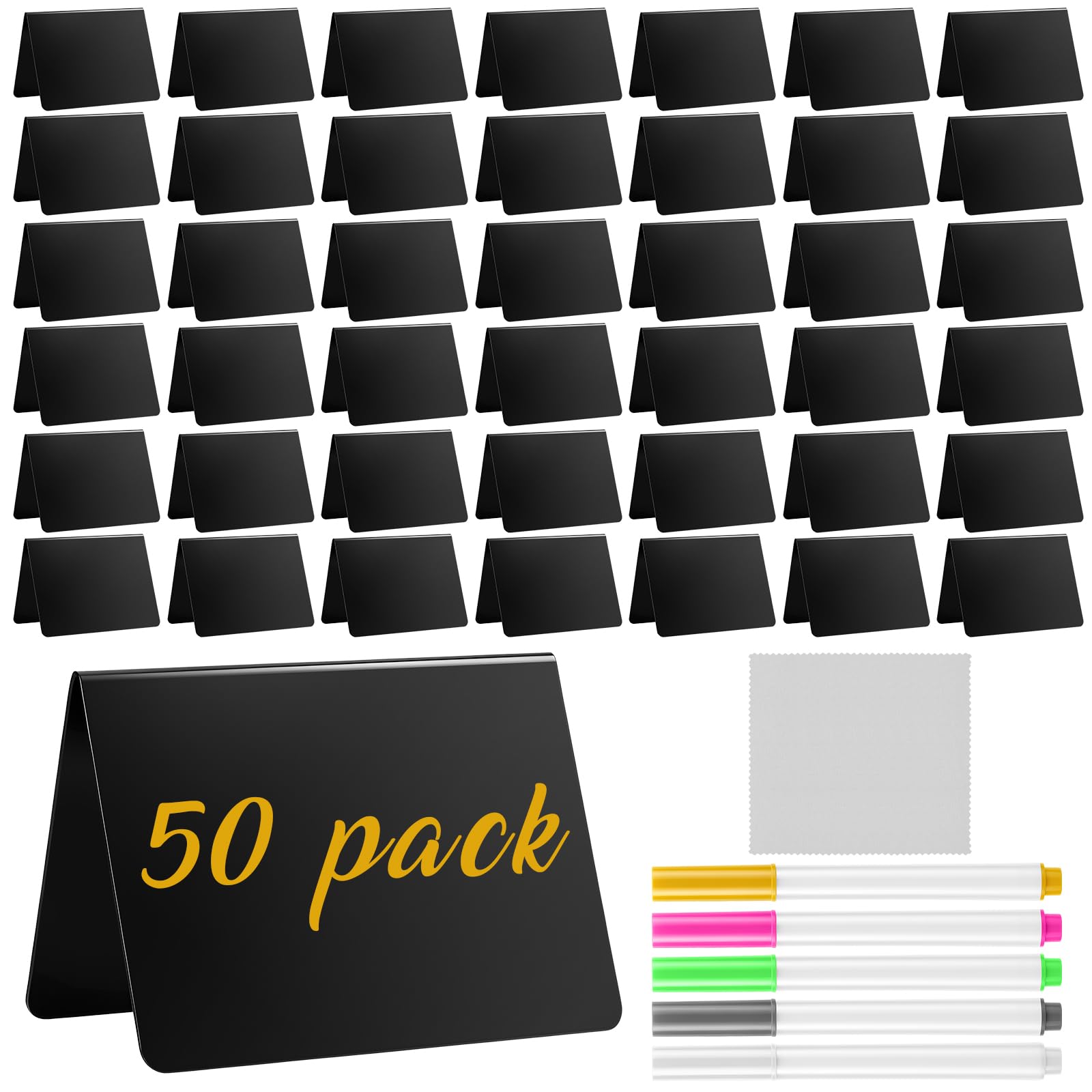 50 Pack Mini Chalkboard Signs for Food Display, 4"x3" Reusable Food Labels