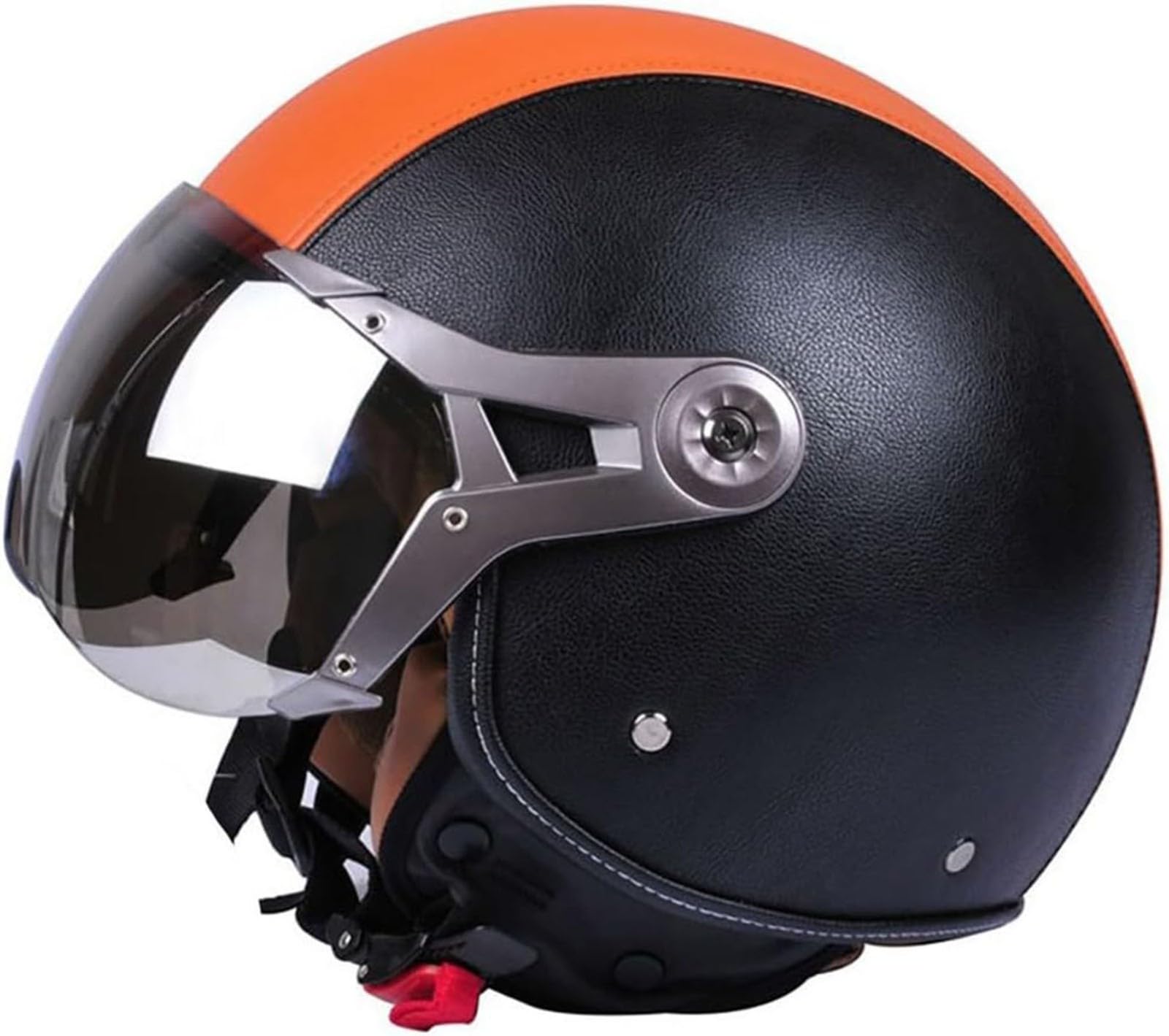 Casco Abierto Motocicleta Retro, Dot/ECE Homologado Moto Cuero Medio Casco Casco Moto Jet Casco Moto Abierto Scooter para Mujer Hombre Adultos