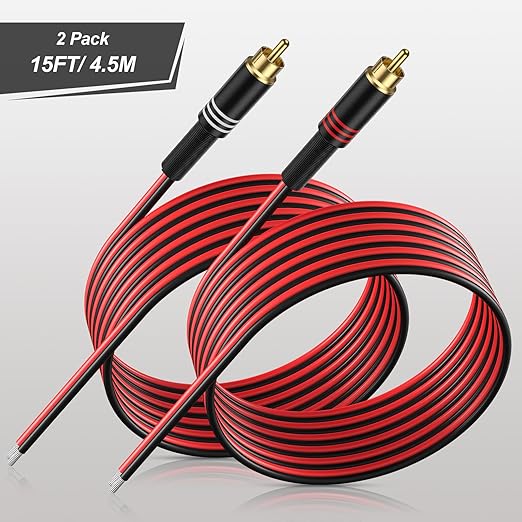 Adaptador RCA a Cable de Altavoz J&D 2 Pack 15 ft miniatura 7