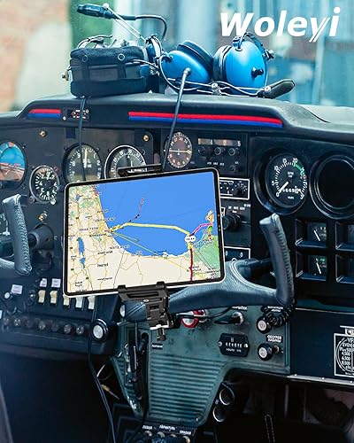 Miniatura 8 de woleyi Soporte de yugo para tablet – [Abrazadera grande de metal] [compatible con funda gruesa] Soporte para tableta de aviación, soporte de vuelo