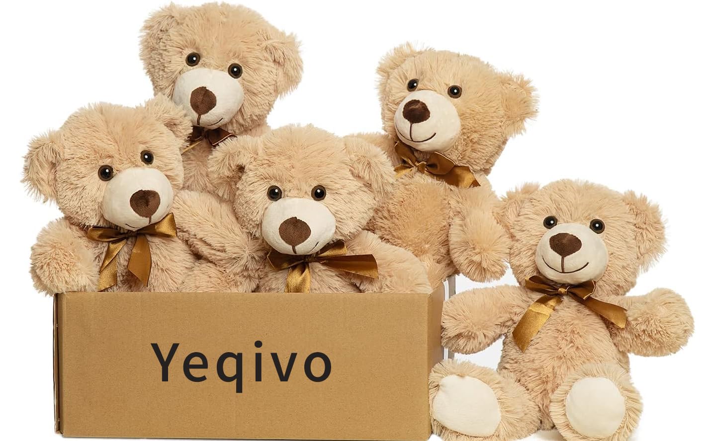 Yeqivo Orsi di peluche Animali imbalsamati Giocattoli di peluche Regalo per Bambino Fidanzata 13.5 Pollici per Natale San Valentino Compleanno Matrimonio Festa (Khaki,5 Pcs)