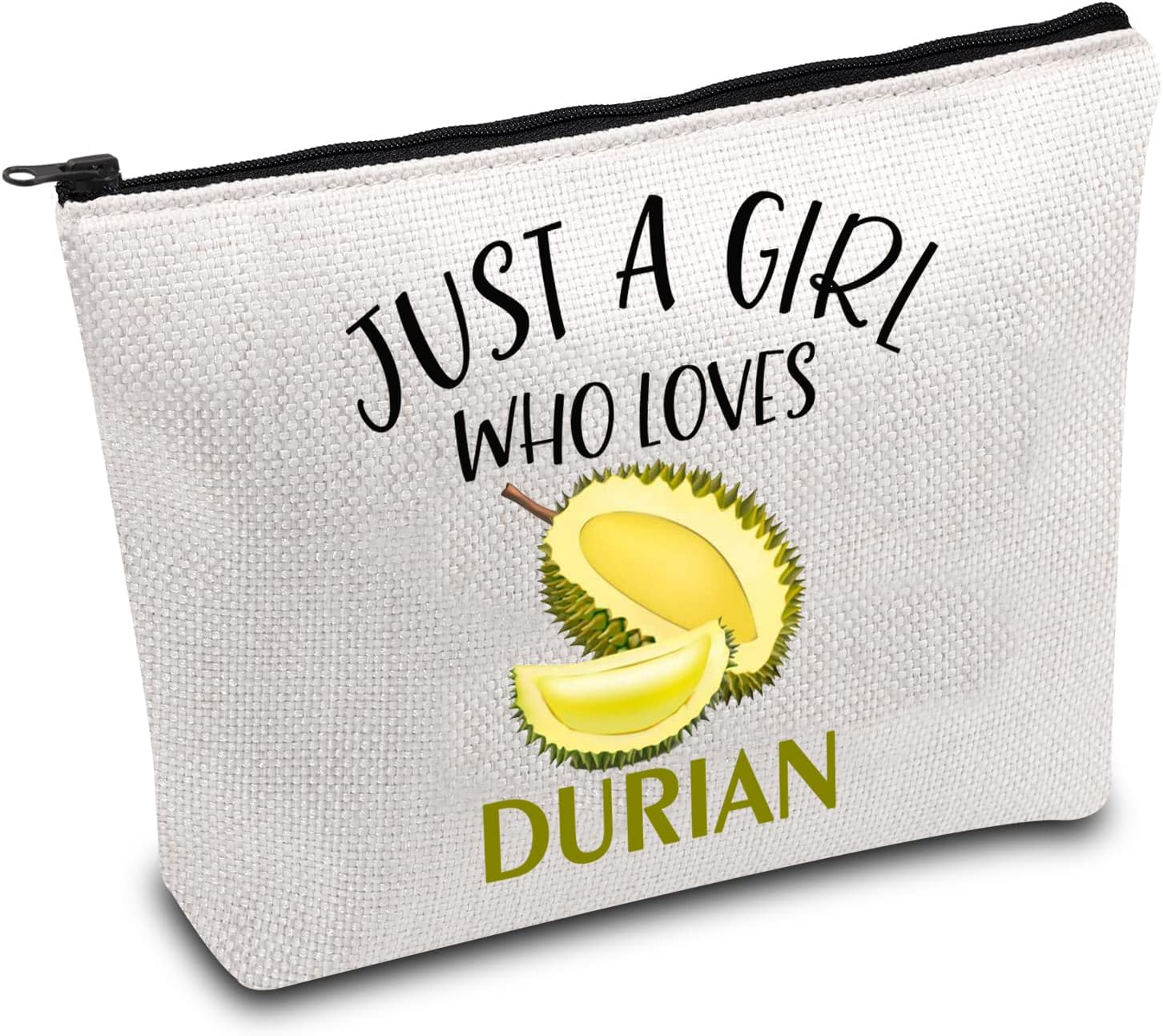 Durian Gifts Durian Makeup Bag Tropical Fruit Lover Gifts Durian Lovers Gifts Just A Girl Who Loves Durian Zipper Pouch for Fruit Lovers (Girl Love Durian)
