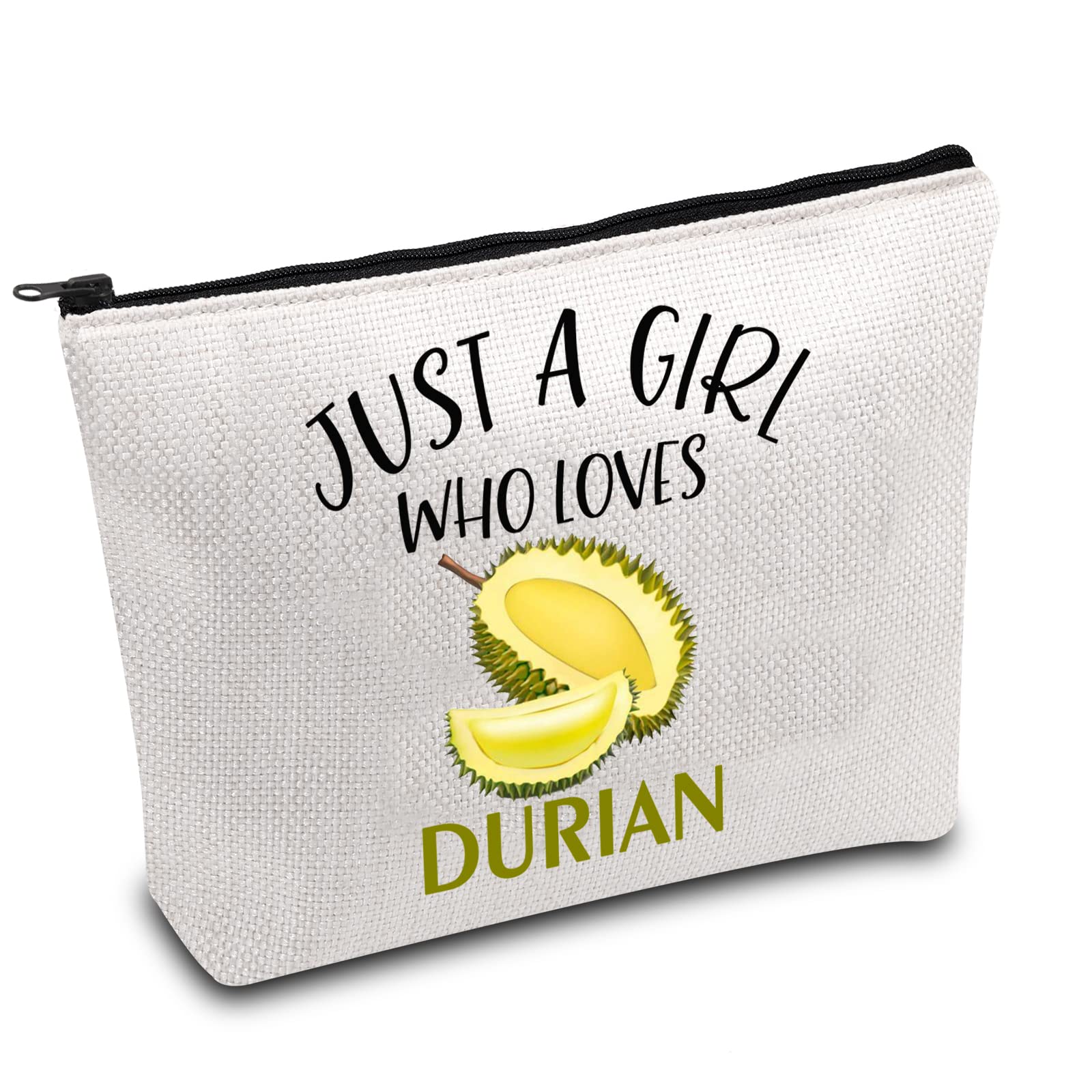 Durian Gifts Durian Makeup Bag Tropical Fruit Lover Gifts Durian Lovers Gifts Just A Girl Who Loves Durian Zipper Pouch for Fruit Lovers (Girl Love Durian)