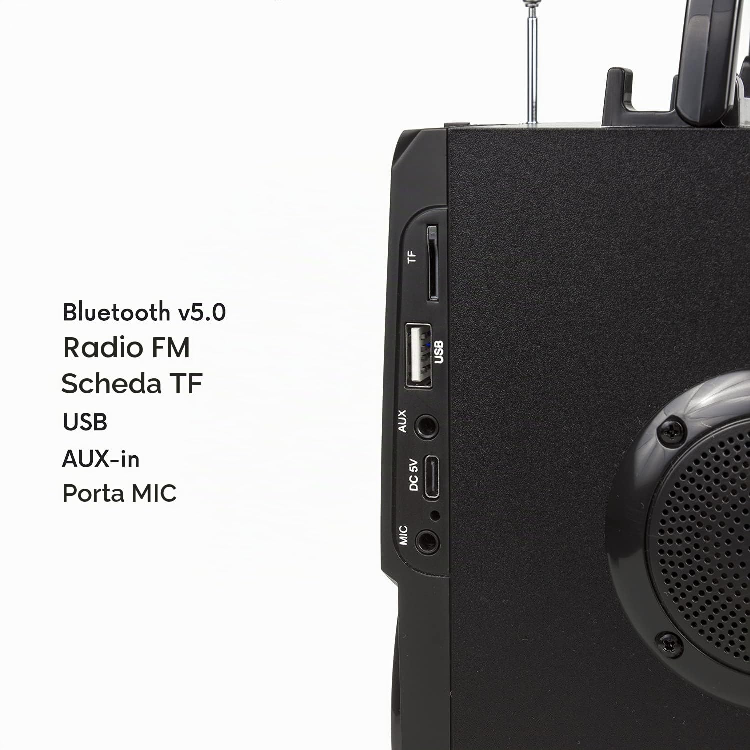 Audiocore AC730 Altoparlante Bluetooth Portatile Speaker 11 watt (5W + 3W x2) schede TF SD AUX Retroilluminazione Telecomando Portamicrofono Carica USB