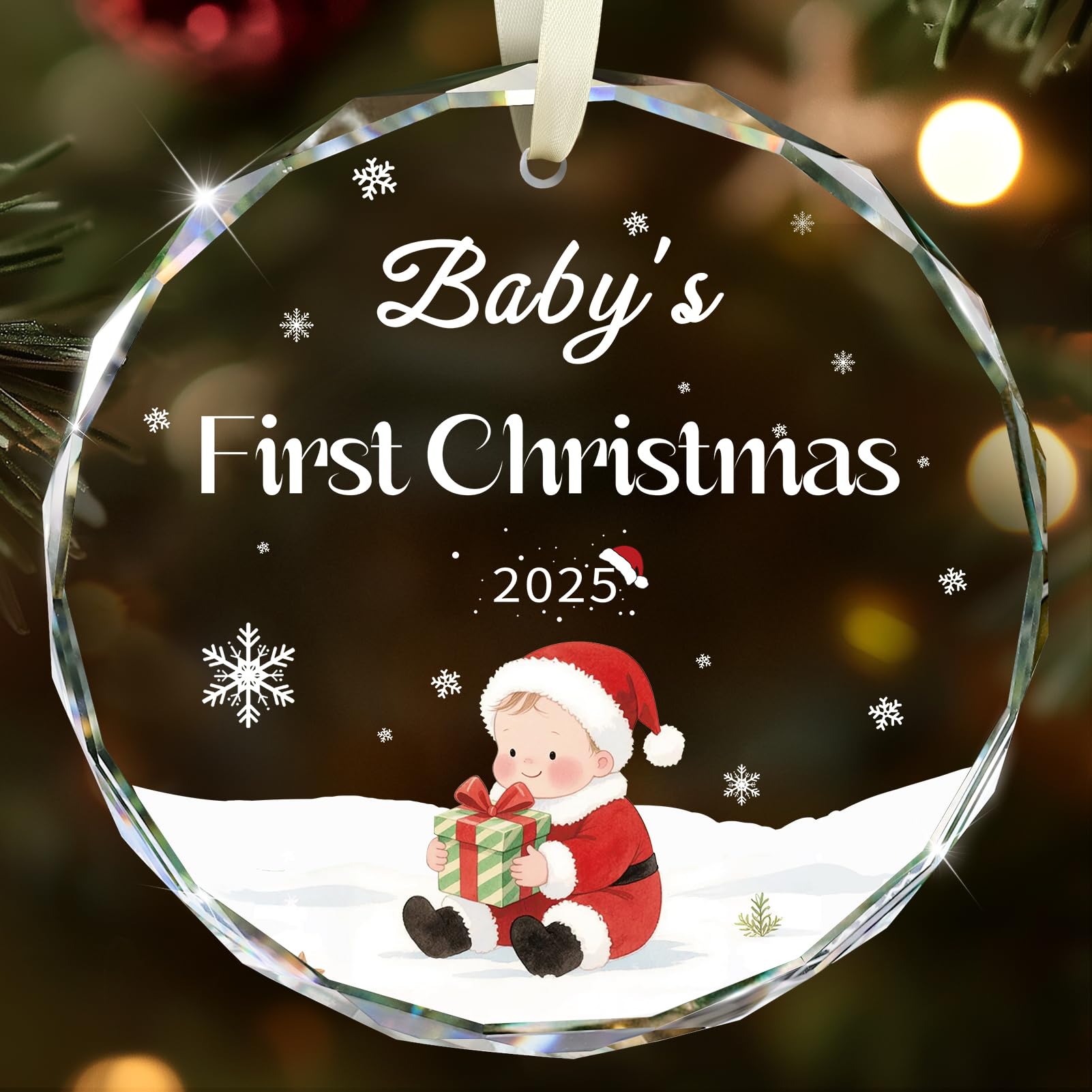 Amazon｜赤ちゃんの最初のクリスマスオーナメント2025、クリスタル