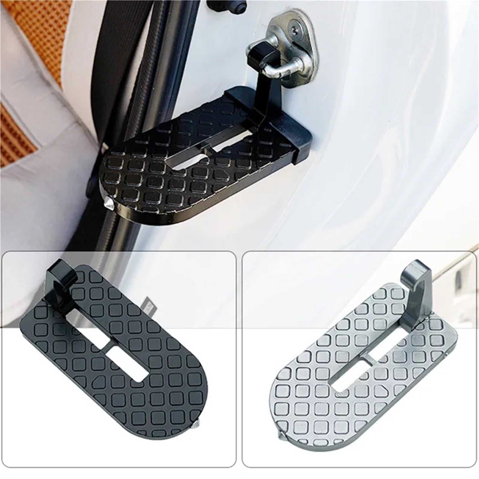 drabina dachowa auto Auto Gear Door Step Składany bagażnik samochodowy Step Wybijak do szyb Uniwersalny hak zatrzaskowy Pedał Młotek bezpieczeństwa(Silver 2pcs)