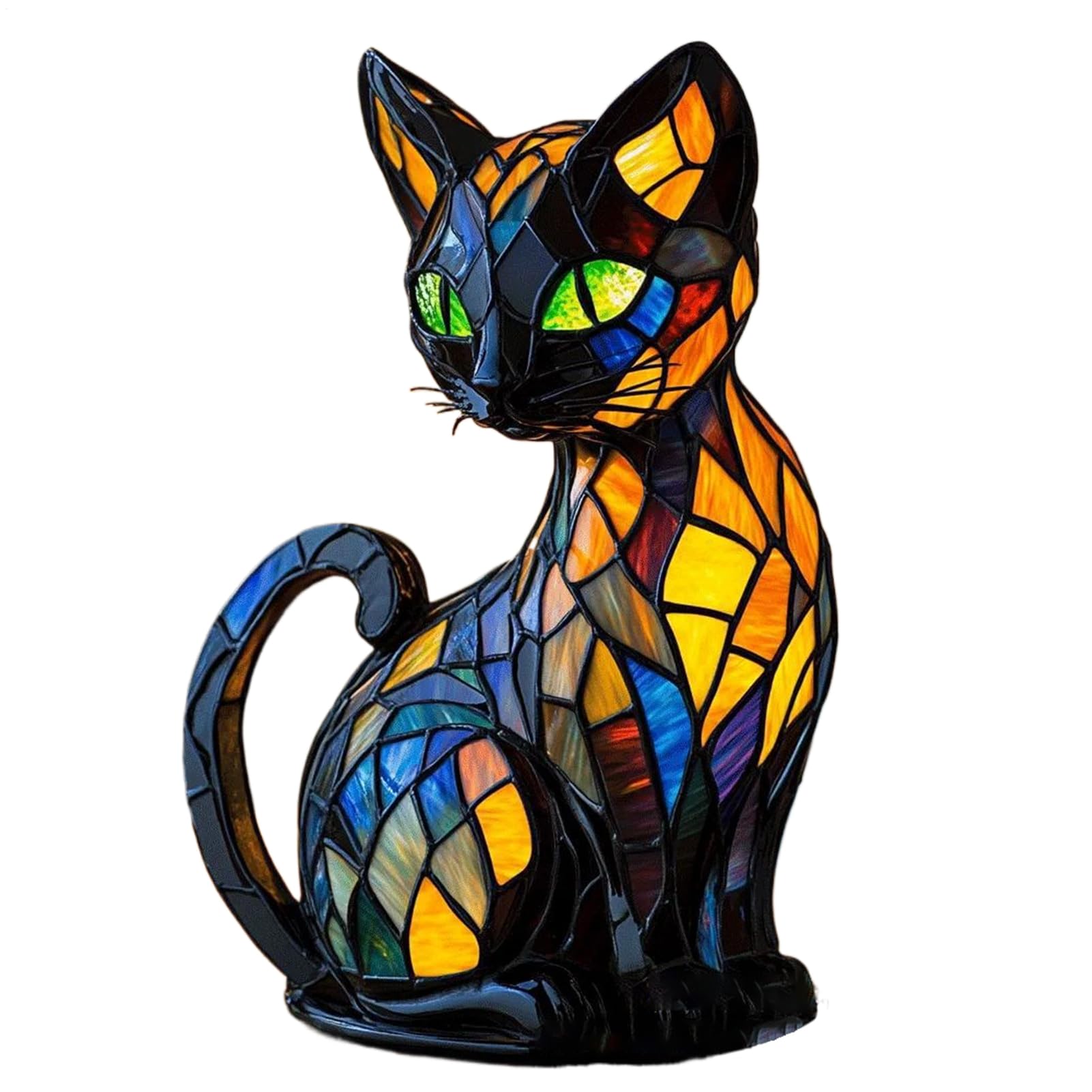 Stained Glass Lamp, 3D Animal Dog Lamp, Cute LED Bedside Nightlamp Animal Ornament - Resin French Bulldog Tabletop Sculpture Vintage Night Lighting Colorful Desktop Decorations For Bedroom Nursery