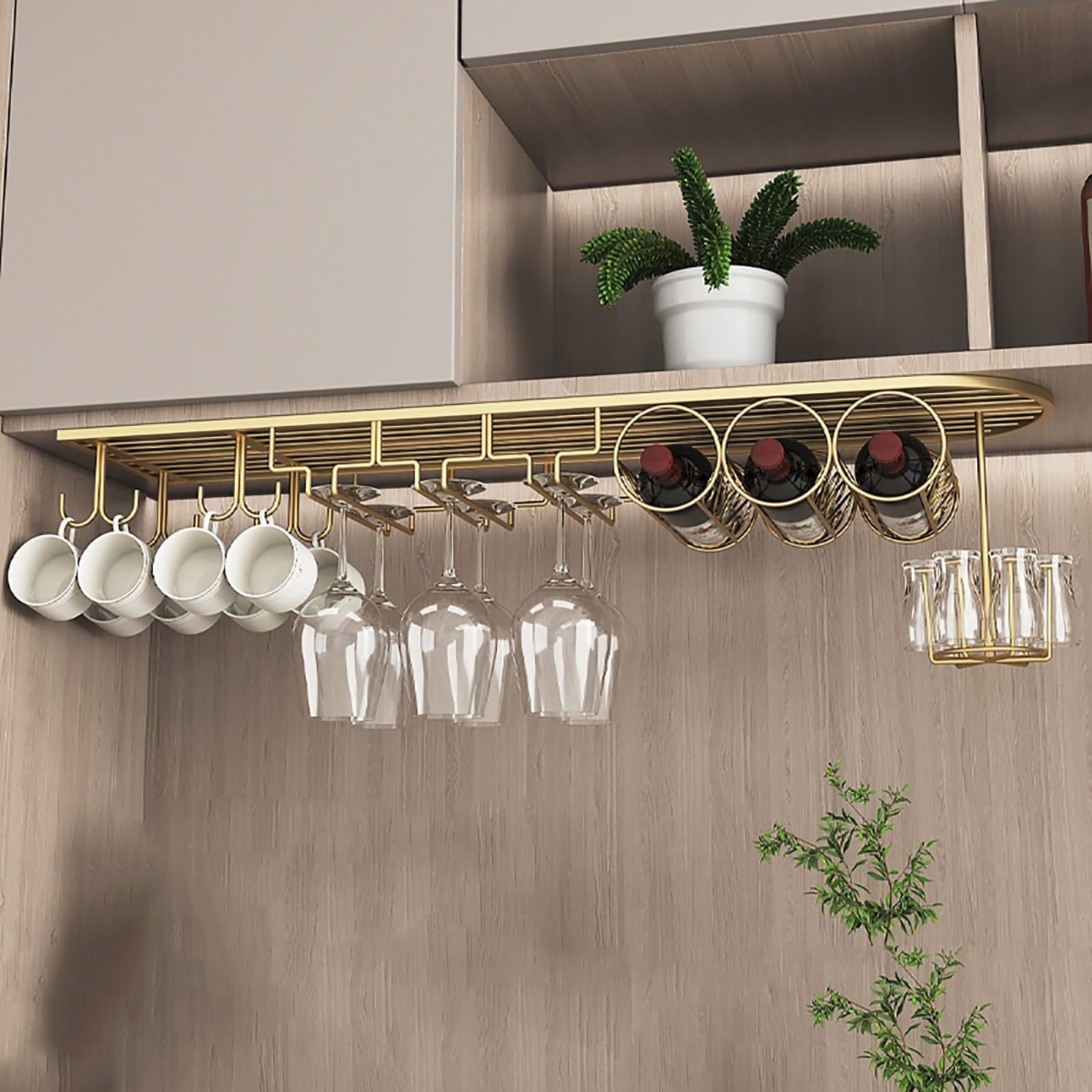Support bouteilles de vin suspendu rond pour optimiser le rangement du bar