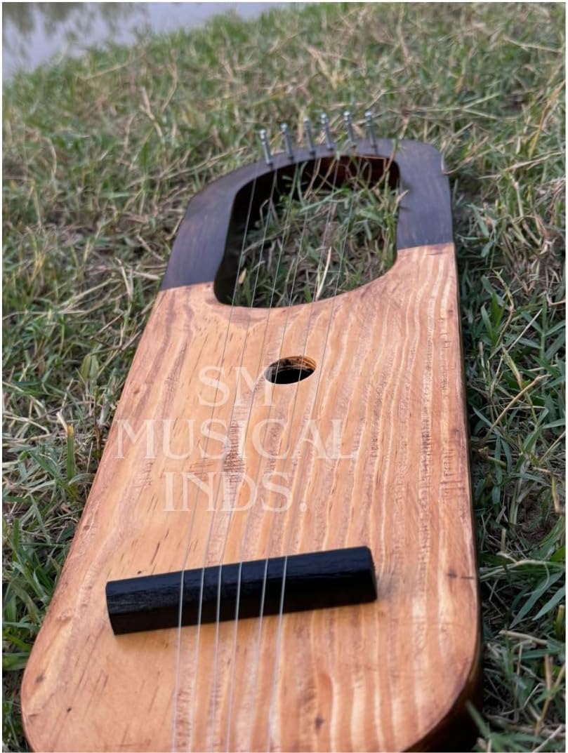6-String Lyre Harp, Mahogany Wood Musical Instrument with Tuning Wrench, Beginner-Friendly
