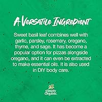 Vista 4 de Simply Organic Hoja de albahaca dulce, cortada y tamizada, orgánica certificada 0.54 oz Paquete de 3 Ocimum basilicum