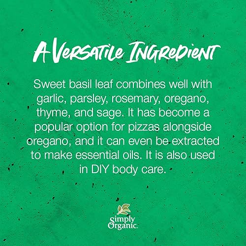 Miniatura 4 de Simply Organic Hoja de albahaca dulce, cortada y tamizada, orgánica certificada | 0.54 onzas | Paquete de 2 | Ocimum basilicum