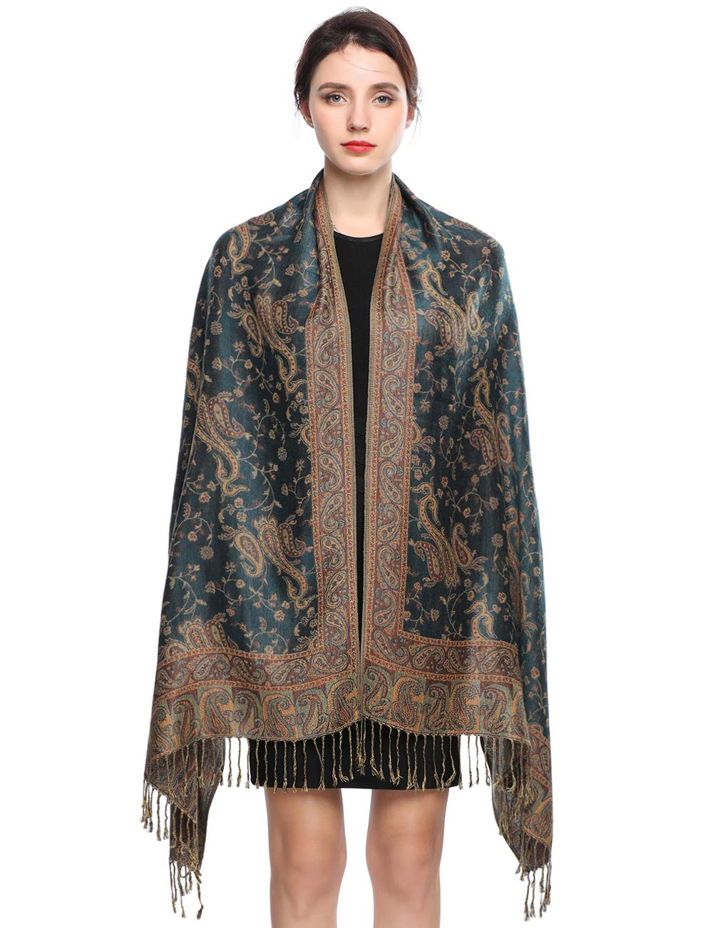 Women Pashmina Scarves Oversized Silky Winter Scarf Reversible Paisley Shawl for Ladies Blanket Large Wraps