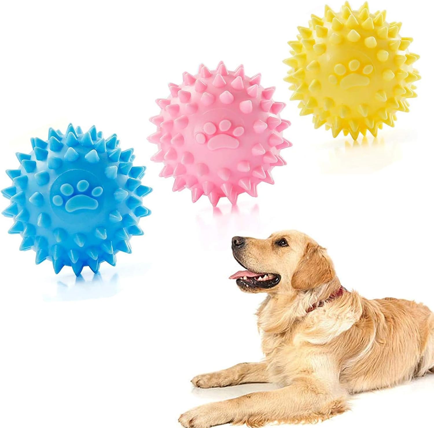 Dog Chew Balls Dog Toys:Soft Durable Bounce Balls for Puppy Small Medium Dogs,Great for Outdoor and Indoor Play,2.4Inch,Pack of 3