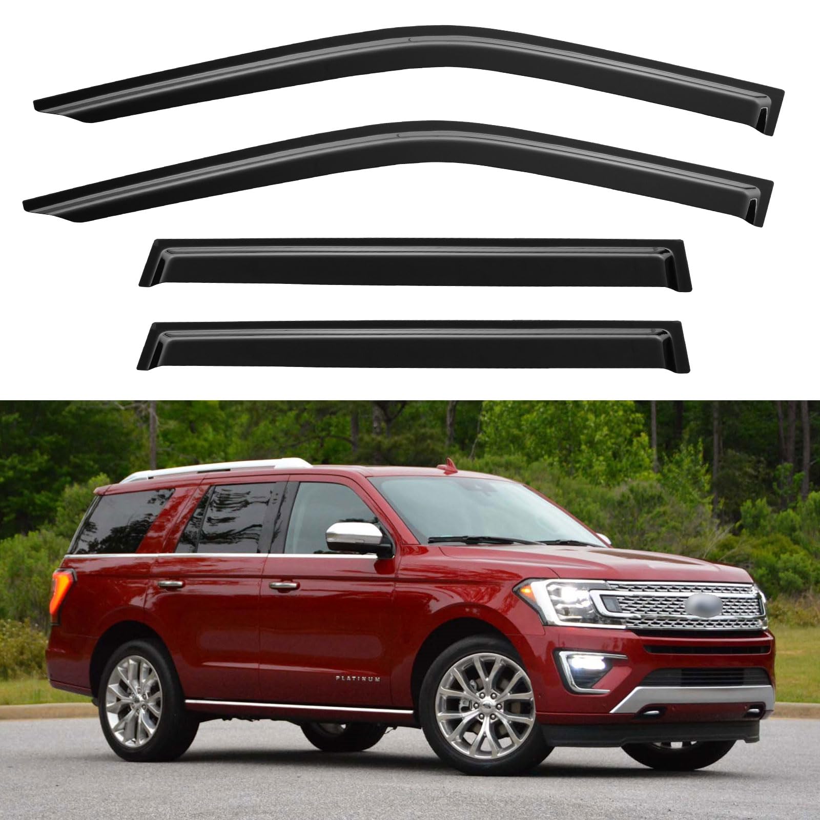 Window Visors Rain Guards for 2018-2024 Ford Expedition, Out-Channel Window Vent Wind Deflectors Visors Shades for 18-24 Expedition XL STX XLT MAX Limited King Ranch Platinum