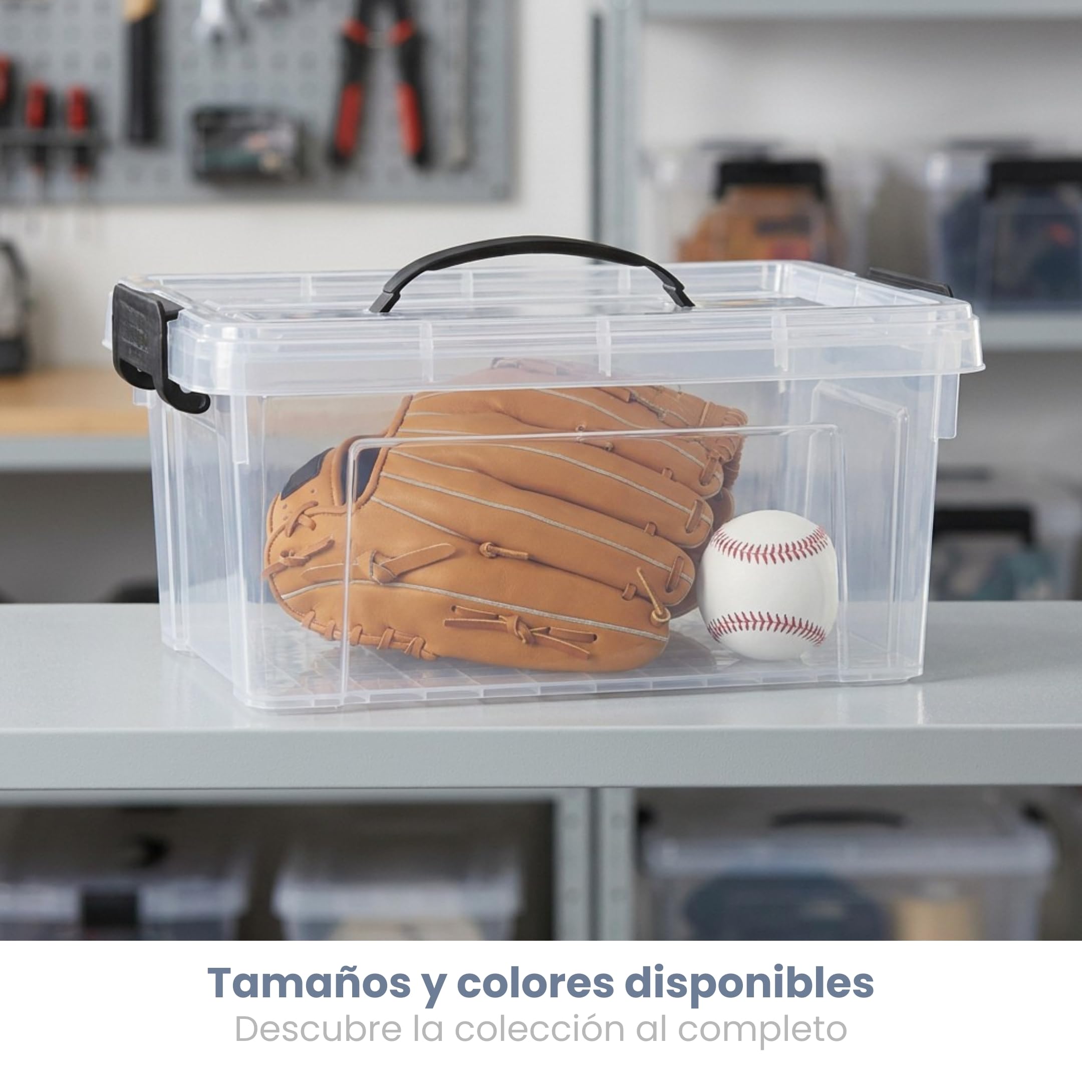 PlasticForte – Pack de Cajas de Almacenamiento con Asa de Transporte - Plástico Resistente, Apilables, Transparentes - Organizador (Azul, Pack 6, 12.6, Litros)