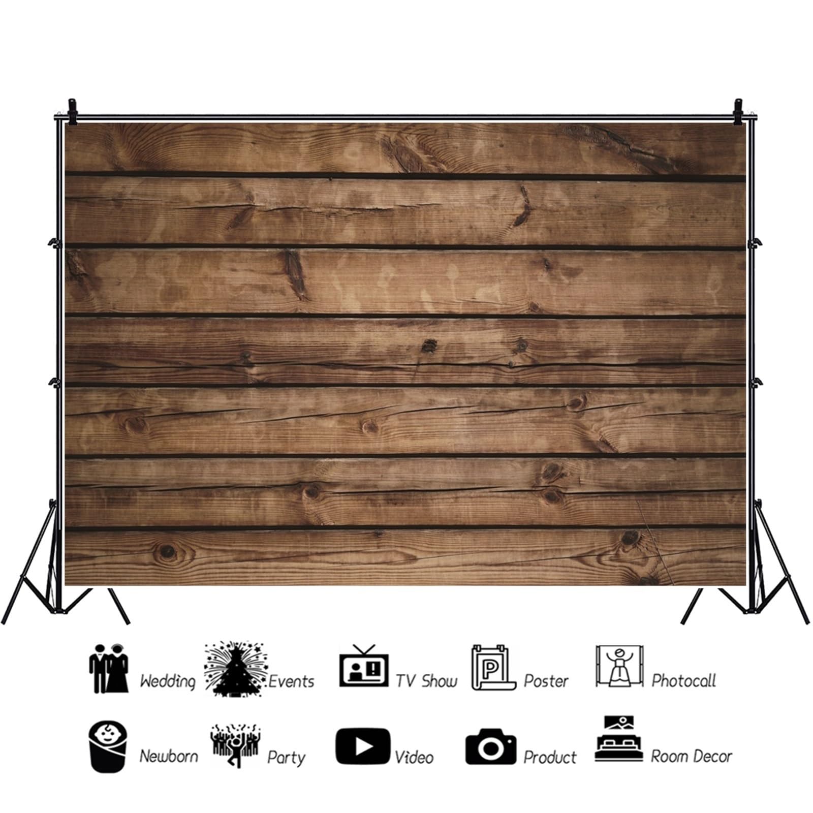 YongFoto 3x2m Vinile Fondale Foto Plancia di legno marrone Sfondo di parete in legno Sfondo fotografico Fotografia Sfondi per foto Partito Studio Puntelli 10ft