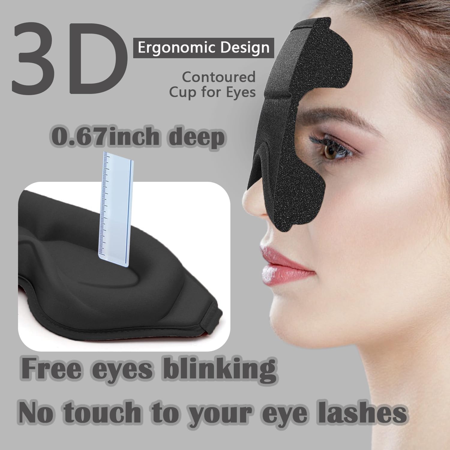 Máscara de dormir negra para hombre, extensión de pestañas, máscara de ojos para extensiones de pestañas, sin presión, máscara de dormir 3D, protector de sueño para mujer, cubierta de sombra de ojos
