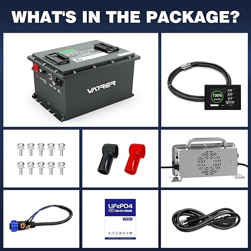 Miniatura 9 de VATRER POWER Batería de carrito de golf LiFePO4 de 36 V 105 Ah, BMS inteligente integrado de 200 A, con monitor táctil, batería de litio recargable
