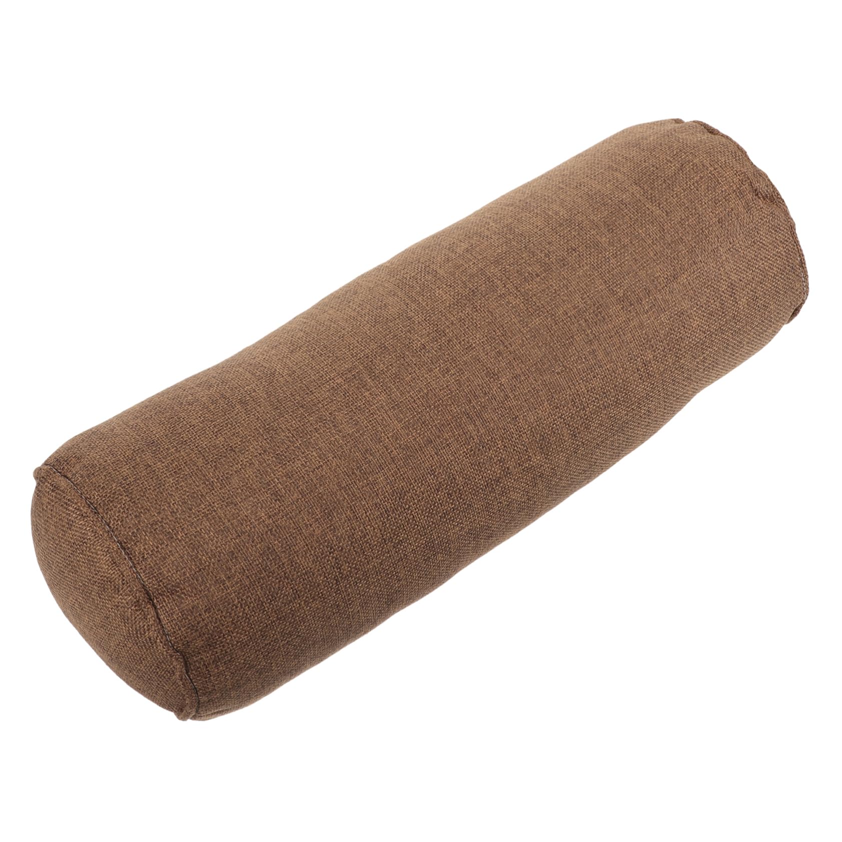 Yoga Pillow Cylinder Cotton Throw Pillow Lumbar Support Cushion for Beginner Yoga Fitness Women 15x40cm Brown for Home Workout