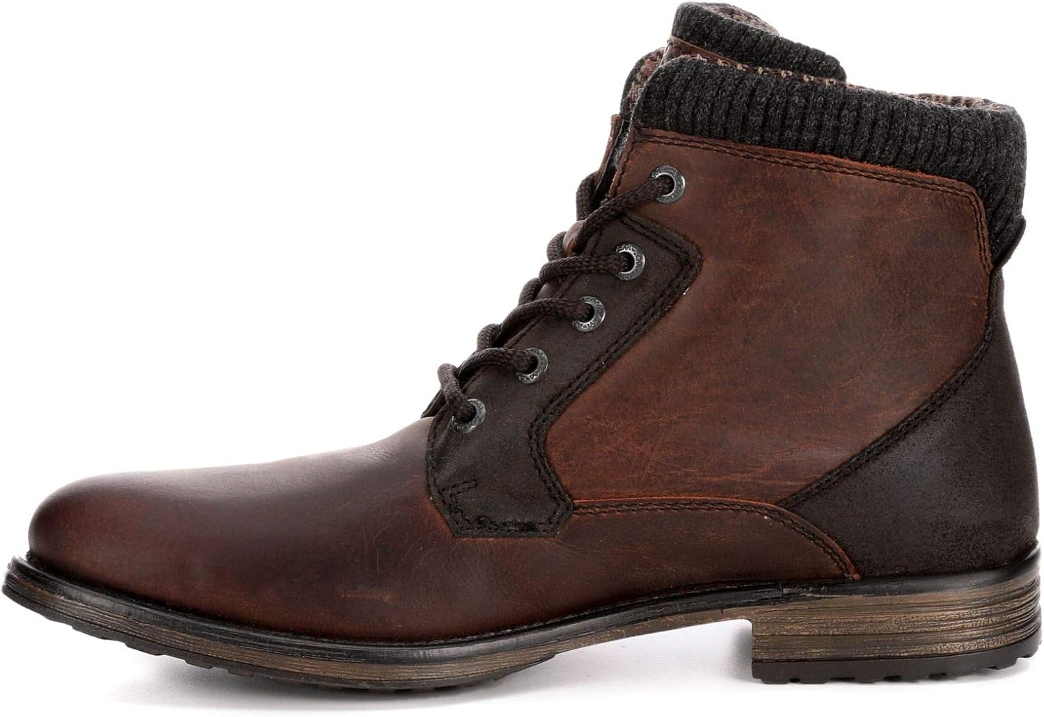 AM Shoes Mens Leather Plain Toe Lace Up Boot Shoes, Dark Brown, US 12