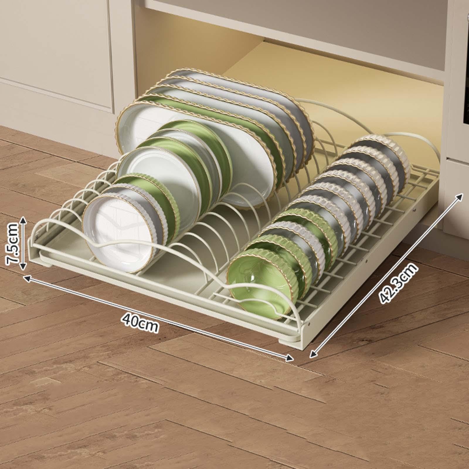 Escurreplatos Confeccionado en Acero Carbono Grueso Organizador Deslizante de Platos Soporte con Drenaje Removible Y Bandeja Multiusos Adecuado