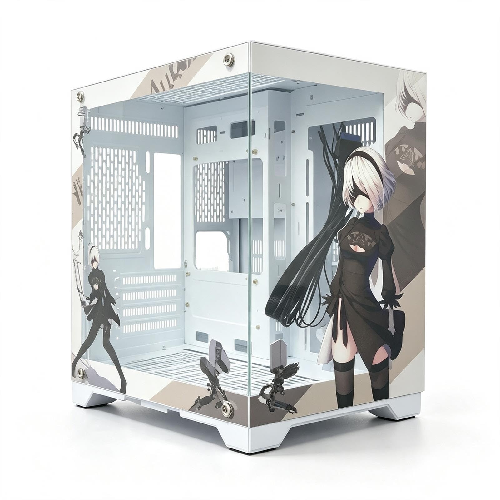 Caja De Computadora ATX Juegos Escritorio Torre Media Puertos USB 3.0 Soporte Vidrio Templado Doble Cara Refrigeración por Agua
