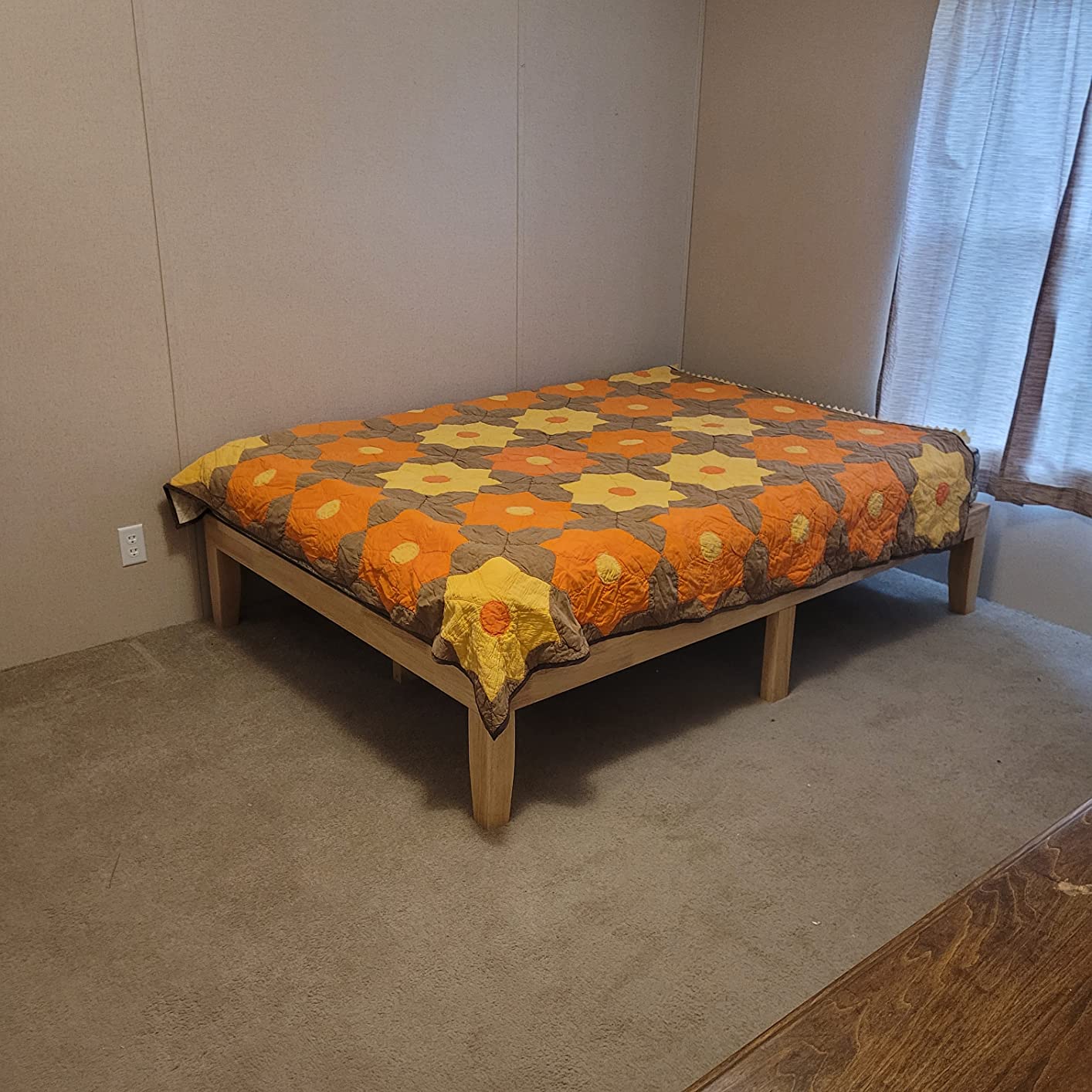 35/mo Finance KOMFOTT 14 Inches Wood Platform Bed Frame Queen Size