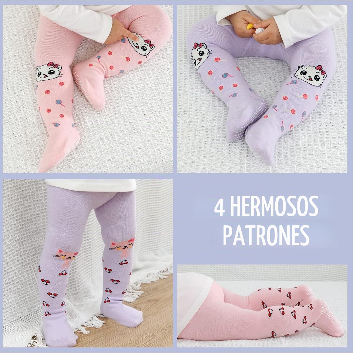 Leotardos para bebés niña ，Polainas Antideslizantes Medias para bebés niñas Ropa Infantil para Recién Nacido, Polaina de Tejido de algodón