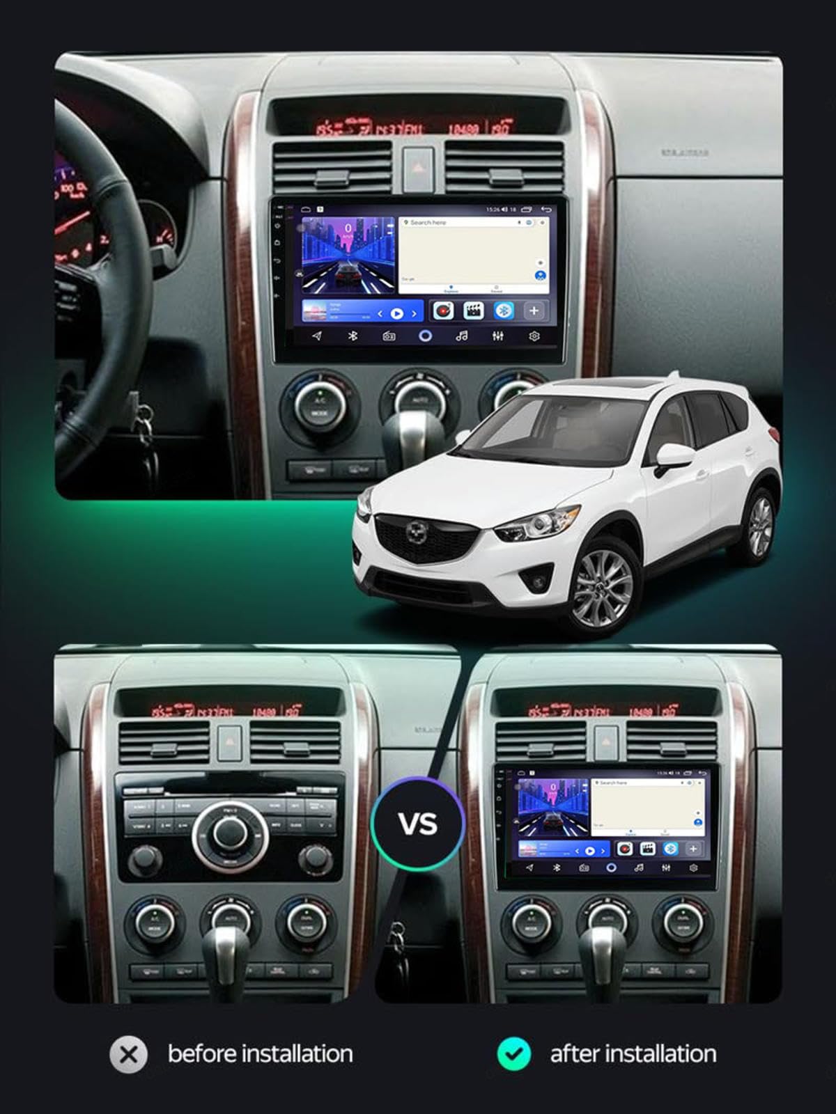 Android 15 Car Stereo 9" Samochód Dla Mazda CX-9 2006-2016,M104