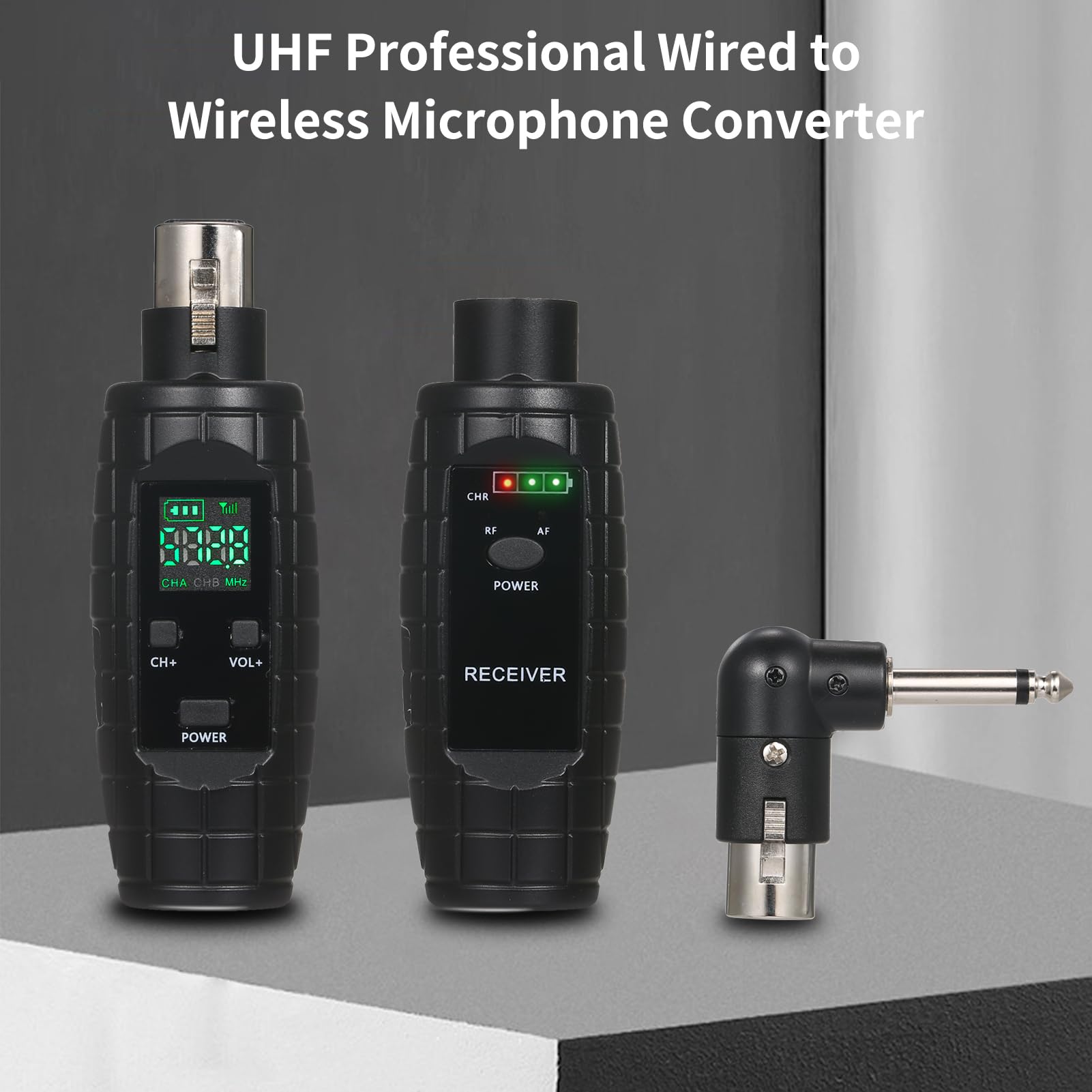Convertitore da microfono UHF professionale cablato a wireless Trasmettitore e ricevitore per microfono 571~598 MHz Trasmissione in ricezione compatibile con microfono dinamico/a condensatore con