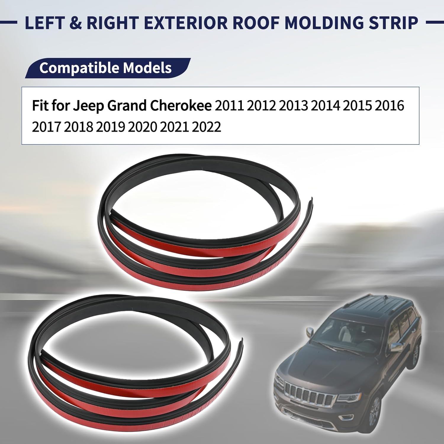55079290AD 55079291AD Left & Right Roof Molding Strip Fit for Jeep Grand Cherokee 2011-2022 Roof Molding Drip Weatherstrip Passenger Side and Driver Side