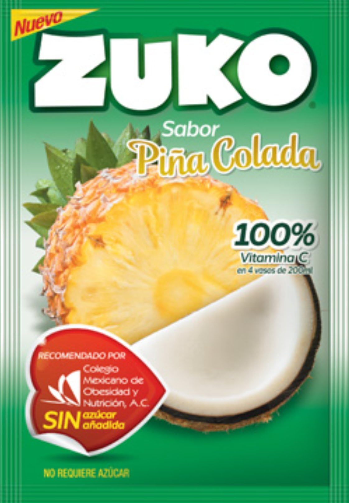 3 X ZUKO PINA COLADA Flavor No Sugar Needed Makes 2 Liters of Drink 15g From Mexico