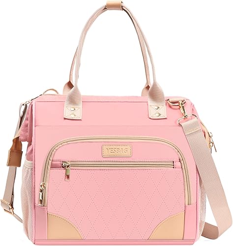 Lonchera grande resistente al agua a prueba de fugas con aislamiento térmico para el trabajo, viajes y picnic, mujeres y hombres (rosa), Rosado