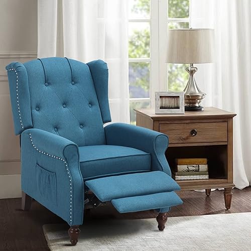 Miniatura 60 de Wingback - Silla reclinable con respaldo a presión y calor y masaje, sofá individual copetudo para el hogar, sala de estar, oficina, dormitorio