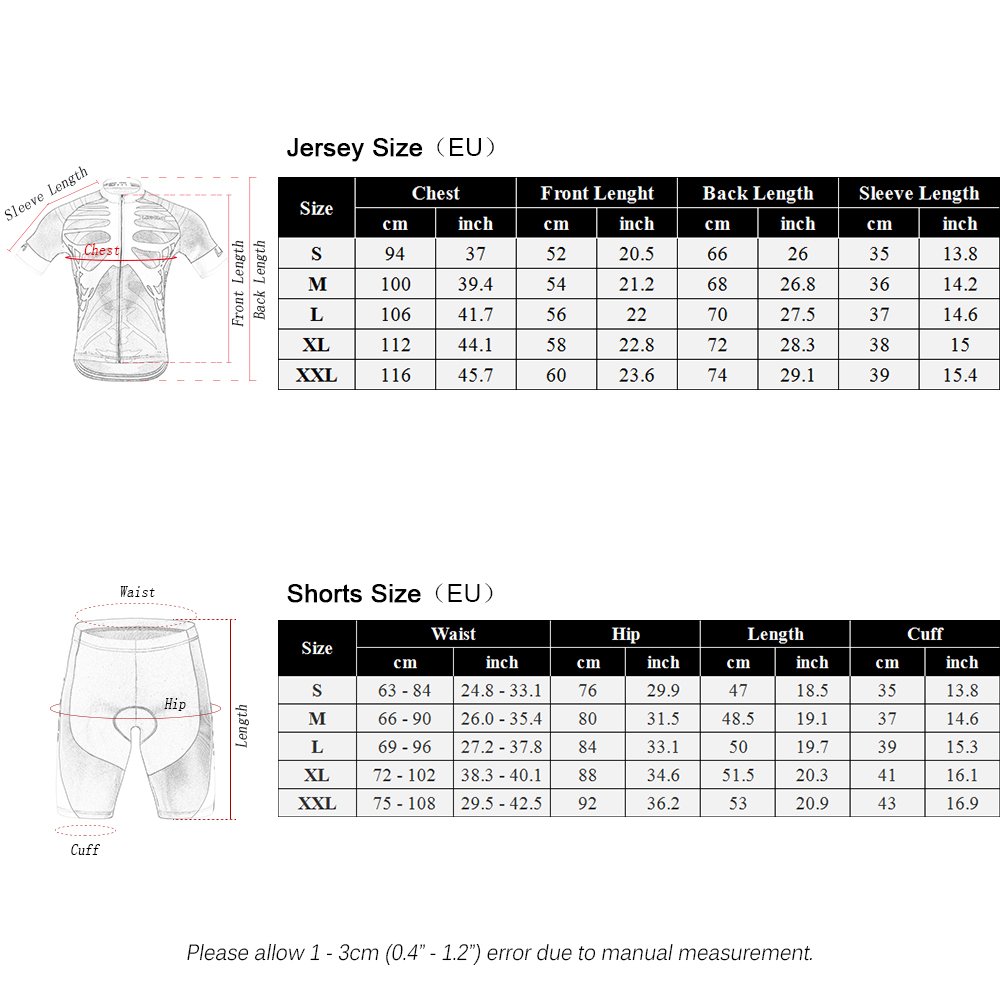 Lixada Hommes Femmes Cyclisme Maillot à Manches Courtes + Cuissard de 3D Padded Short Respirant