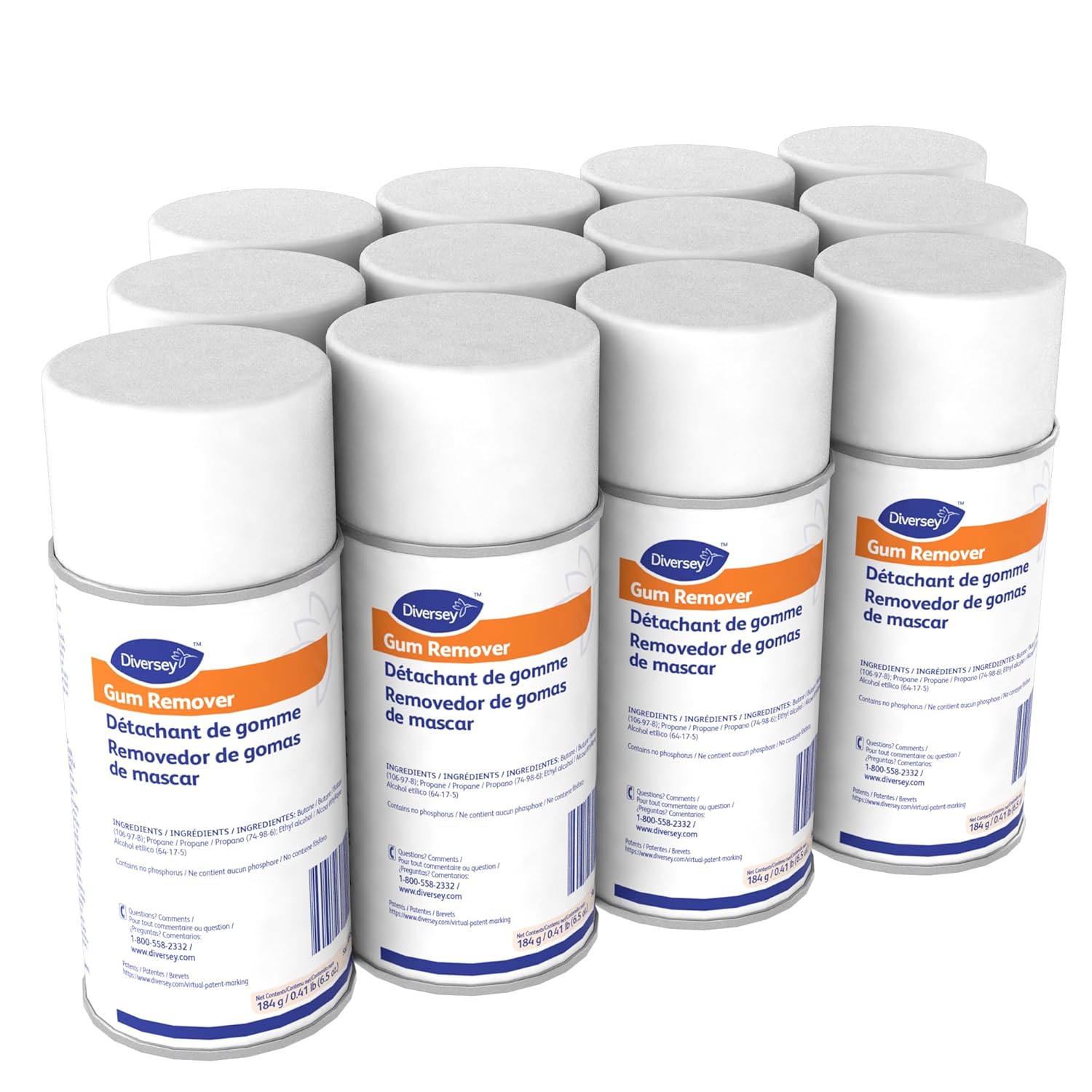 Diversey 95628817 Gum Remover, Spotter Removes Gum, Candle Wax, and More from Carpet, Upholstery, and Hard Surfaces, Cherry Scent, Aerosol, 6.5-Ounce (Pack of 12)