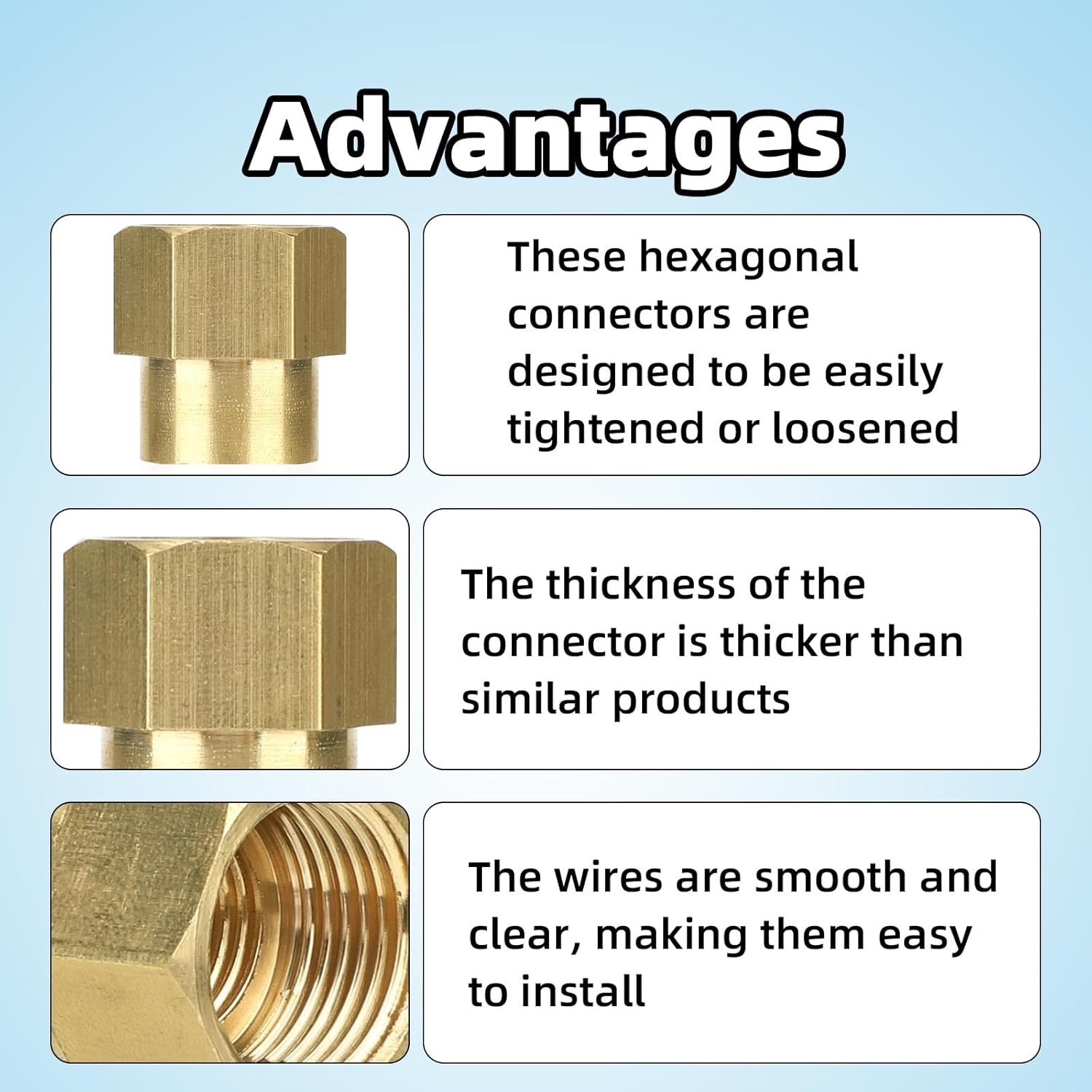 2pcs Pipe Fitting Adapter, Large Hex Design 3/8" NPT Female Hose to 1/4" NPT Coupler Female Reducer Brass Hex Reducing Coupling