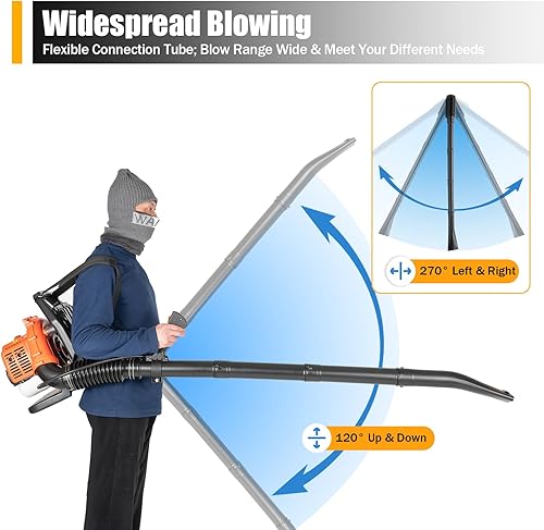 Miniatura 4 de GDAE10 Mochila de 2 tiempos de 427 CC con soplador de hojas alimentado por gas soplador de hojas de 156 MPH inalámbrico para el cuidado del césped