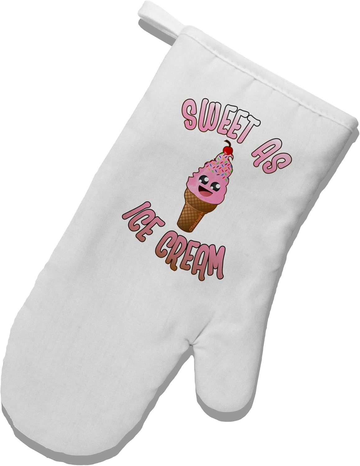 TooLoud Cute Ice Cream Cone Sweet As Ice Cream White Printed Fabric Oven Mitt
