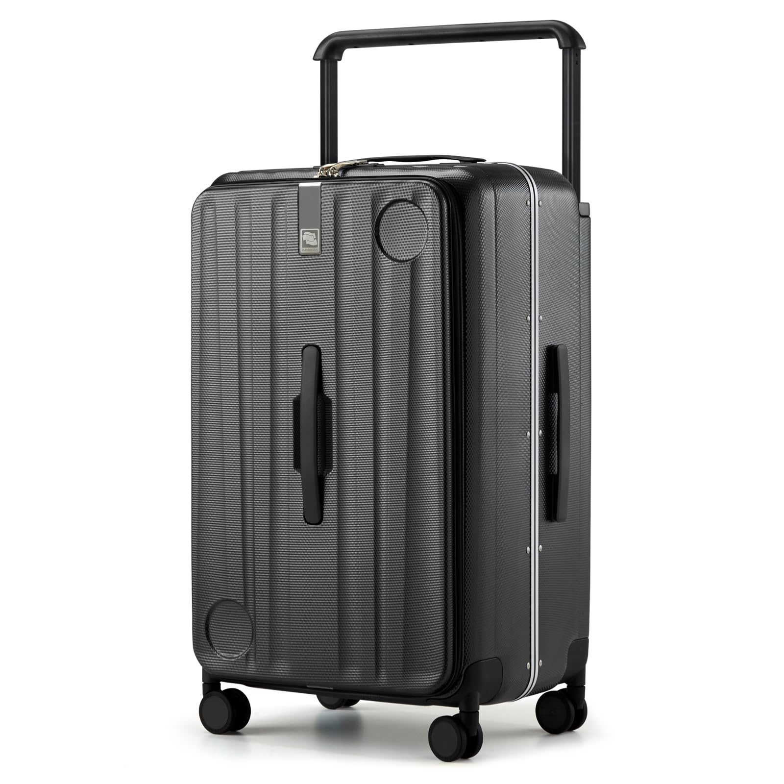 Hanke Multifunctional 26 Inch Hard Shell Suitcases with Wheels Travel Approved Luggage Large Rolling Suitcase Checked Luggage for Women Men(Jet Black)