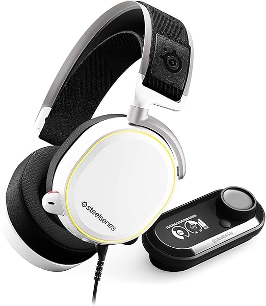 SteelSeries Arctis Pro + GameDAC Wired Gaming Headset - Certified Hi-Res Audio - Dedicated DAC and Amp - for PS5/PS4 and PC - White