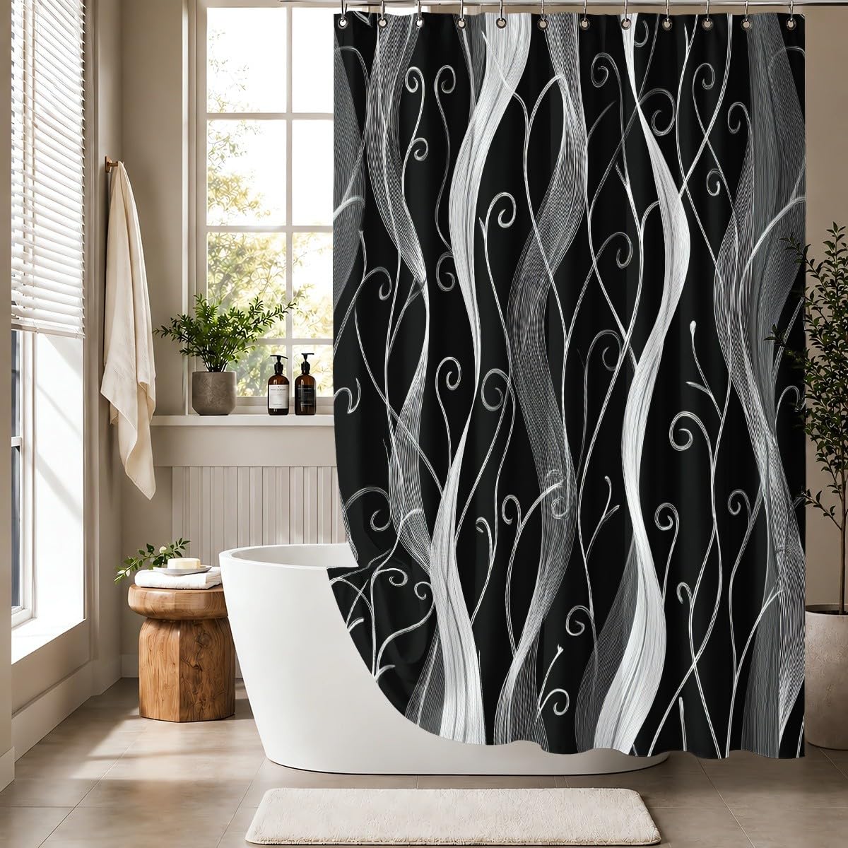 Generico Tenda Doccia 240x200 cm Grigio Poliestere, per Bagno, Casa e Hotel