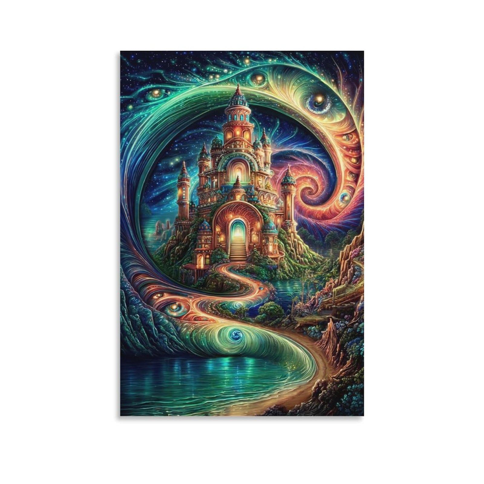 DHBANEIOK Fantasy Castle Portal Poster Artwork Canvas Prints Picture Modern Canvas Wall Art Picture Wall Hanging for Living Room Home Decorations 24x36inch(60x90cm)