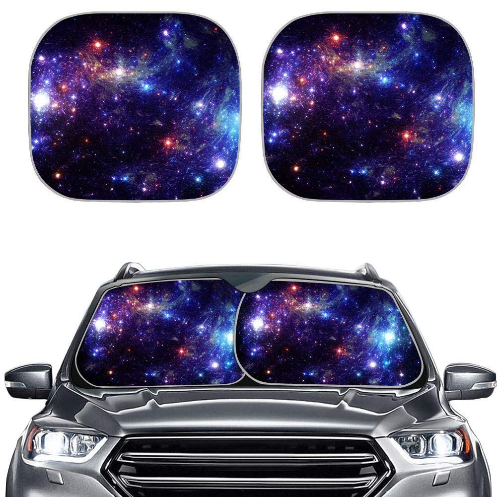 Blue Galaxy Designs Windshield Sunshade 210T Reflective Polyester Blocks Heat and Sun. Foldable Sun Shield Keeps Your Vehicle Cool Universal Fit